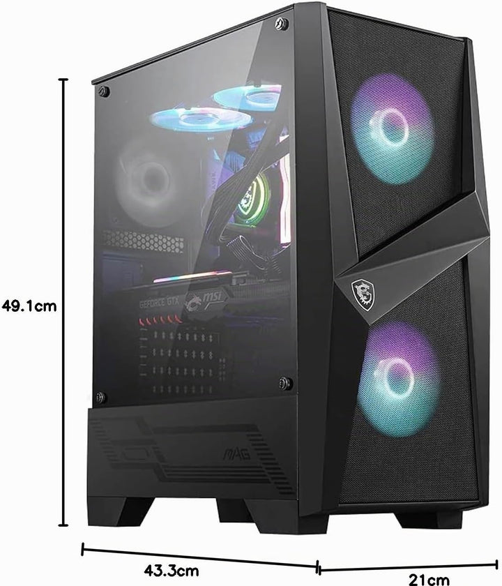 MSI MAG FORGE 100R Mid-Tower ATX Gehäuse (2x USB 3.1 Anschluss, 2x 120mm A-RGB Fan und 1x 120mm Fan