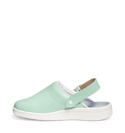 Abeba Damen Clog 7091 - the original, Glattleder,mint/weiss, zertifiziert, 39 39 EU, 39 EU