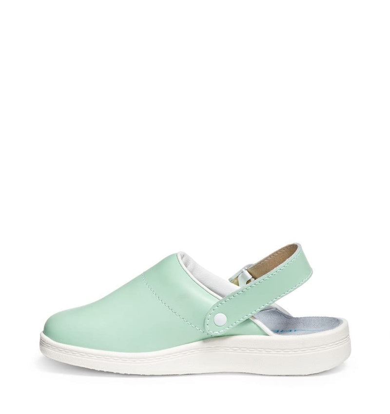 Abeba Damen Clog 7091 - the original, Glattleder,mint/weiss, zertifiziert, 39 39 EU, 39 EU