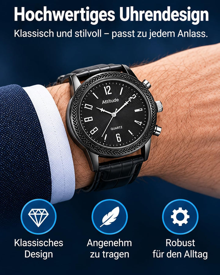 Menborn Smart Watch Schwarzes Lederarmband, Lederarmband
