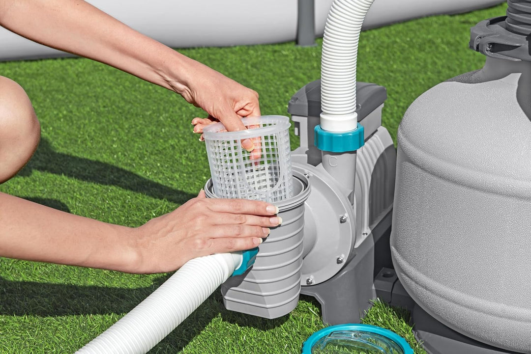 Bestway Sandfilterpumpe für oberirdischen Pool, 11.355 l – 62 cm x 48,5 cm x 67 cm – Grau/Grün
