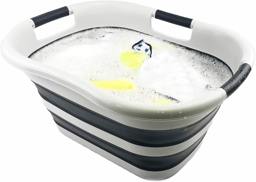 SAMMART 40L zusammenklappbarer Wäschekorb aus Kunststoff – faltbarer Pop-Up-Aufbewahrungsbehälter/Or