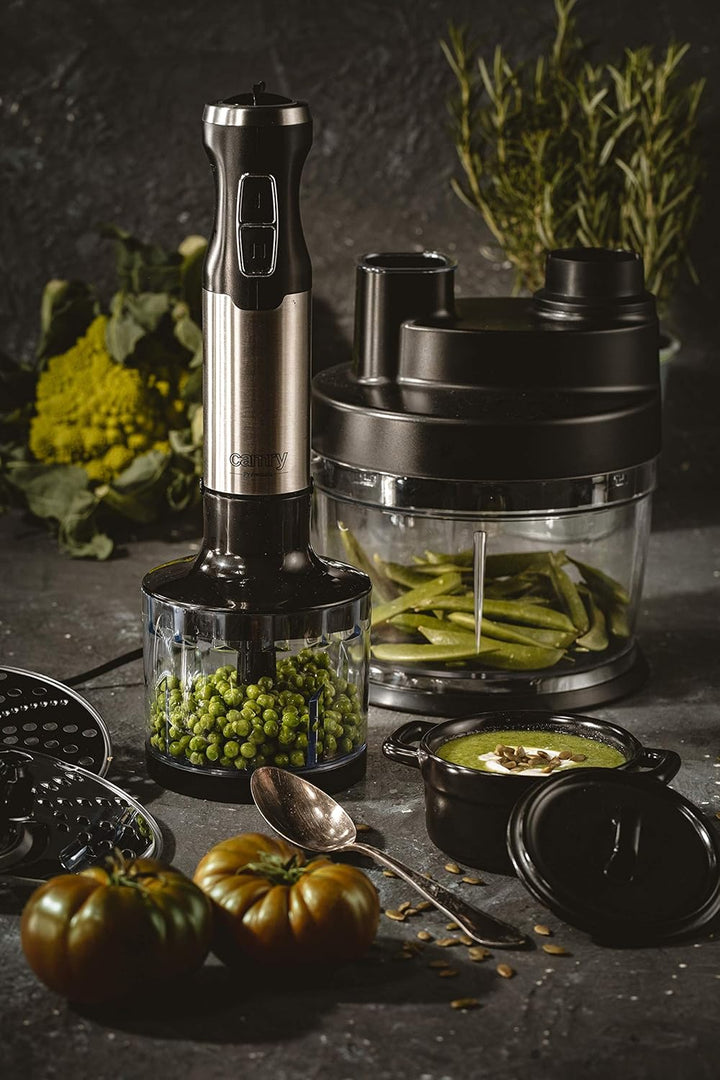 CAMRY CR 4623 Stabmixer, 1600 W, mit Zerkleinerer, Schneebesen, Turbo-Taste, Mixbecher, Pürierstab m