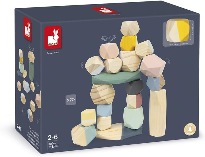 Janod - Bausteine aus Holz - Kollektion Sweet Cocoon - Baby- und Kleinkindspielzeug Farbe auf Wasser