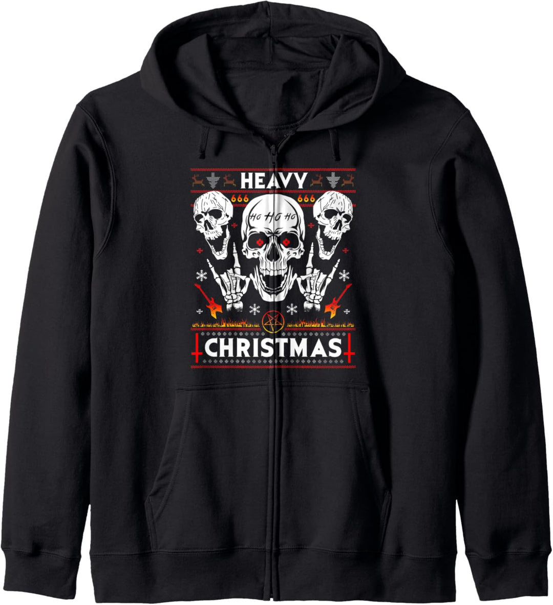 Heavy Christmas Totenkopf mit Weihnachtsmütze Ugly Design Kapuzenjacke