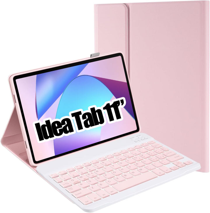 Tastatur mit Hülle für Lenovo Idea Tab Tablet 11", TPU Rückseite Hülle mit Magnetisch Abnehmbarer QW
