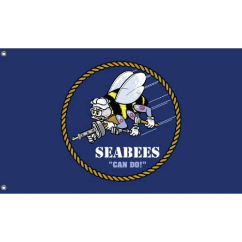 US-Flagge SeaBees, einzigartiger Designdruck, hergestellt in der EU, 90 x 150 cm