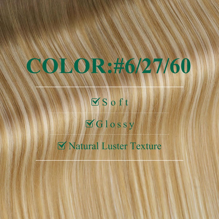 Easyouth Tape in Extensions Echthaar Blond Tape in Extensions Mittelbraun Mix Honigblond und Platinb