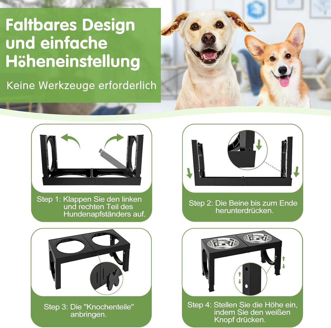 X XBEN Erhöhter Hundenapf, 5 Höhenverstellbar Futternapf für Kleine Mittlere Grosse Hunde, Futtersta