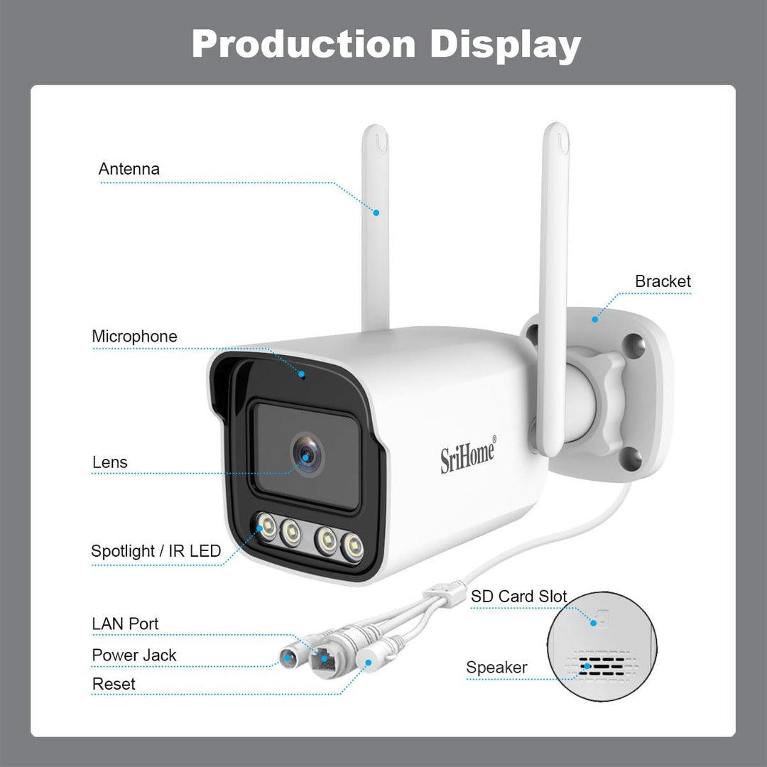 Sricam SP007-M Italien ONVIF 2 Megapixel Ip Kamera Micro SD No Dns Wireless