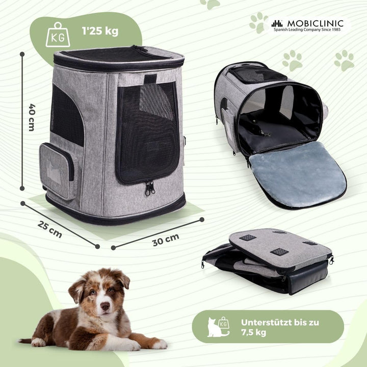 Mobiclinic® Pets, Haustier Rucksack, Thor, Faltbar, Mesh-Fenster, Zubehörtaschen, Multi-zugang, Dopp