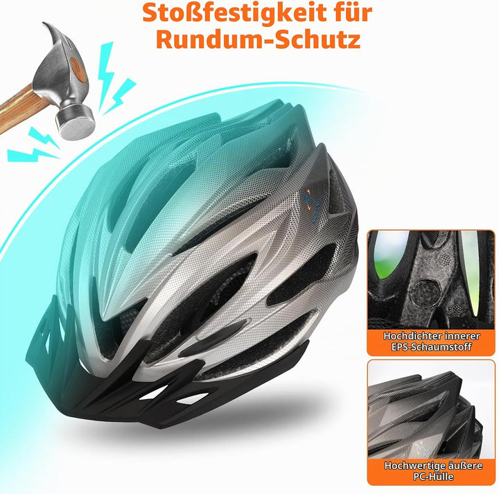 Premium Fahrradhelm, CE CPSC Zertifikat Gradient Grau, Gradient Grau