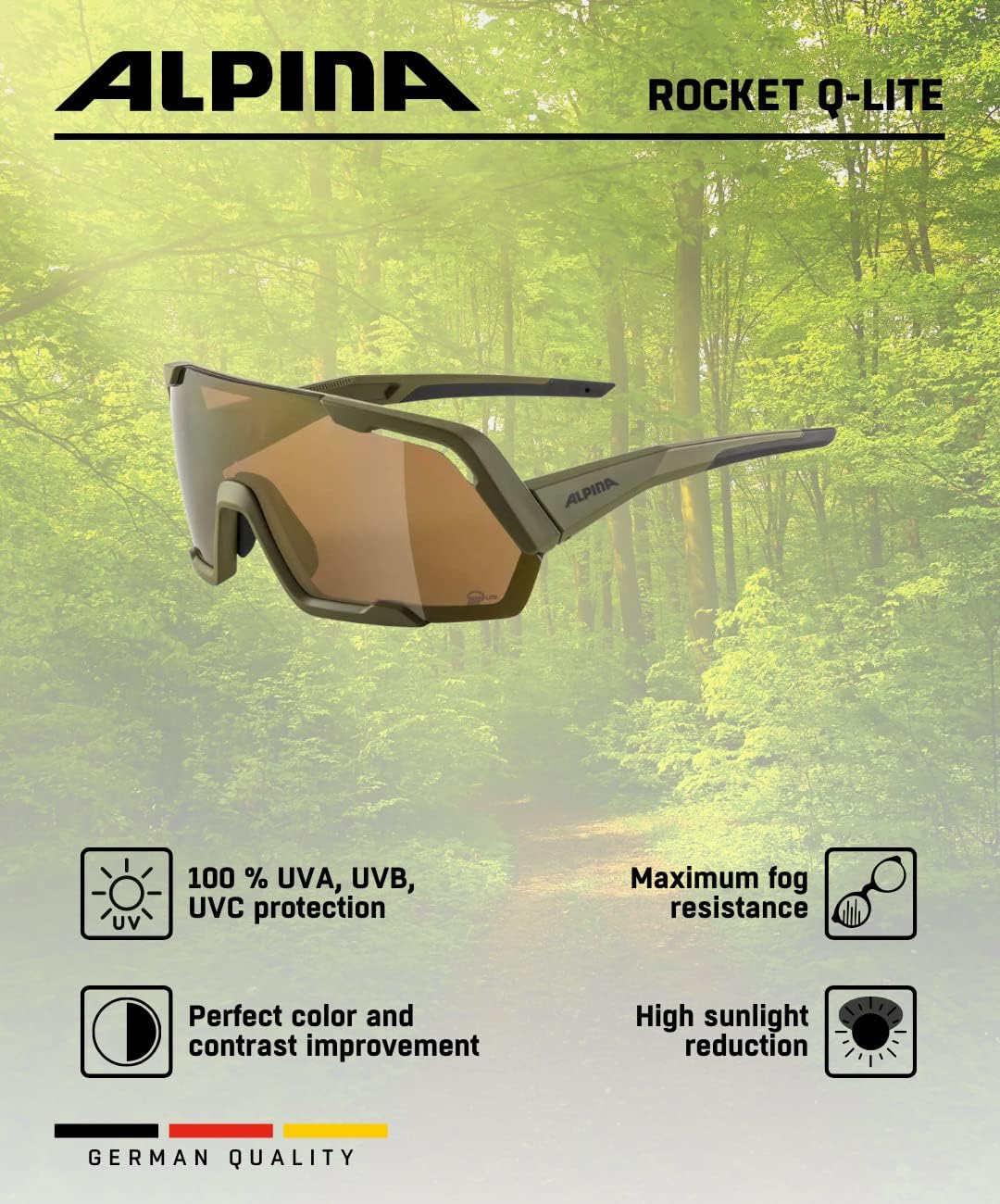 ALPINA Unisex Sport- & Fahrradbrille Sportbrille (1er Pack) Einheitsgrösse olive matt, Einheitsgröss
