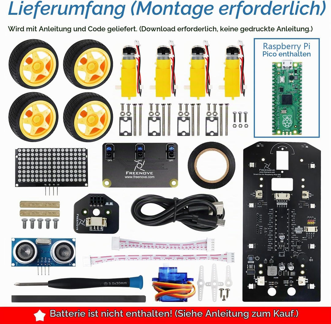 Freenove 4WD Car Kit for Raspberry Pi Pico (Included) (Compatible with Arduino IDE), Dot Matrix Expr