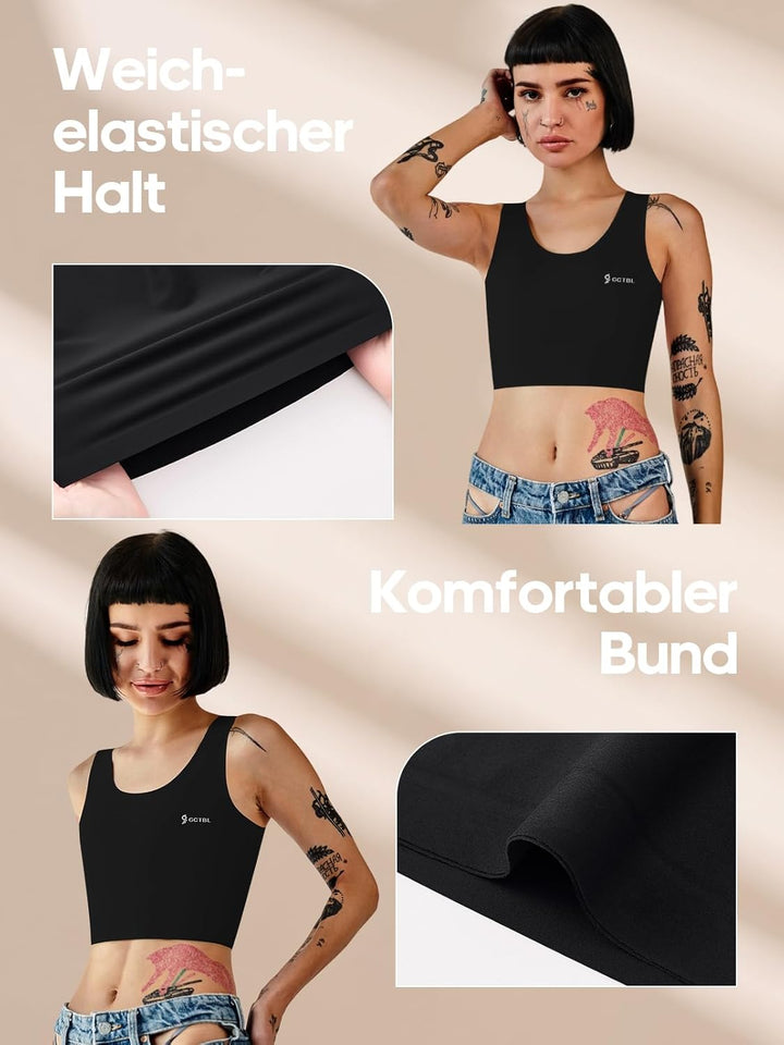 Brust Binder für Transgender FTM Trans Binder Atmungsaktive Nahtlos Schwimm Binder Bra Schwarz XXL,