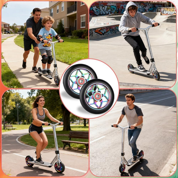 Stunt Scooter Rollen, 2 Stück Ersatzräder für Scooter, 110mm Stunt ScooterReifen mit ABEC, Aluminium