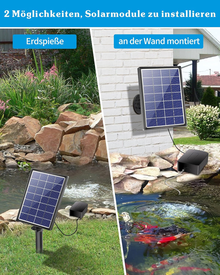 Biling Teichbelüfter Solar, 3.5W Solar Teichbelüfter mit 2200mAh Akku Solar Sauerstoffpumpe für Teic
