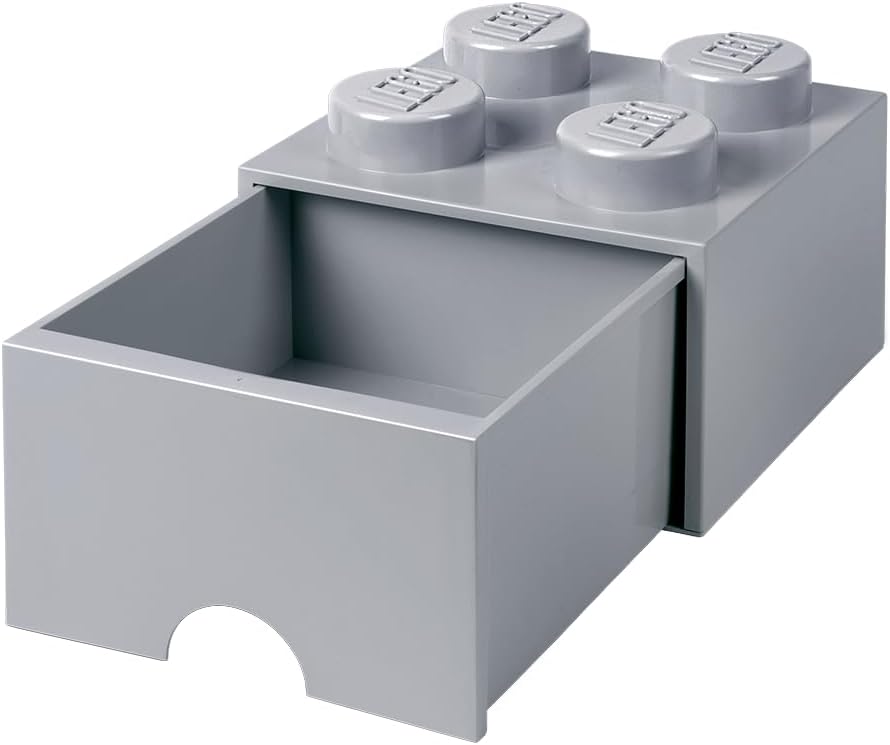 LEGO 4005 Brick 4 Knöpfe, 1 Schublade, stapelbar Aufbewahrungsbox, 4,7 l, grau, Plastik, Legion/M. S