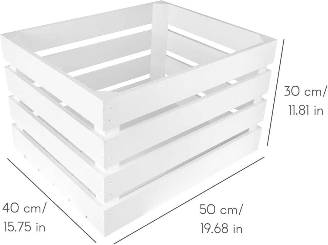 Creative Deco 3 x Grosse Holzkiste Weiss | 50 x 40 x 30 cm | Weinkisten Set Obstkiste Holz | Geschli
