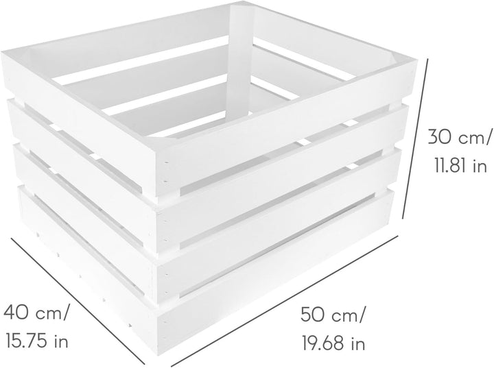 Creative Deco 3 x Grosse Holzkiste Weiss | 50 x 40 x 30 cm | Weinkisten Set Obstkiste Holz | Geschli