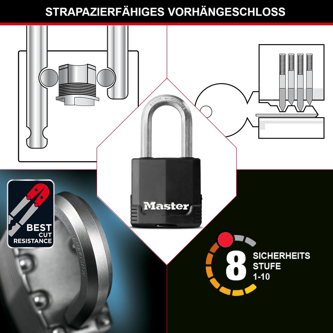 MASTER LOCK Hochleistungsvorhängeschloss [Schlüssel] [Beschichteter laminierter Stahl] [Wetterfest]