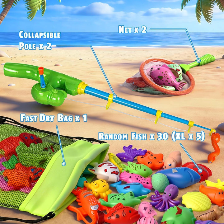 Wasserspielzeug Kinder Outdoor Pool Spielzeug Kinder ab 3 4 5 Jahre Angelspiel mit 30 Magnetischen F