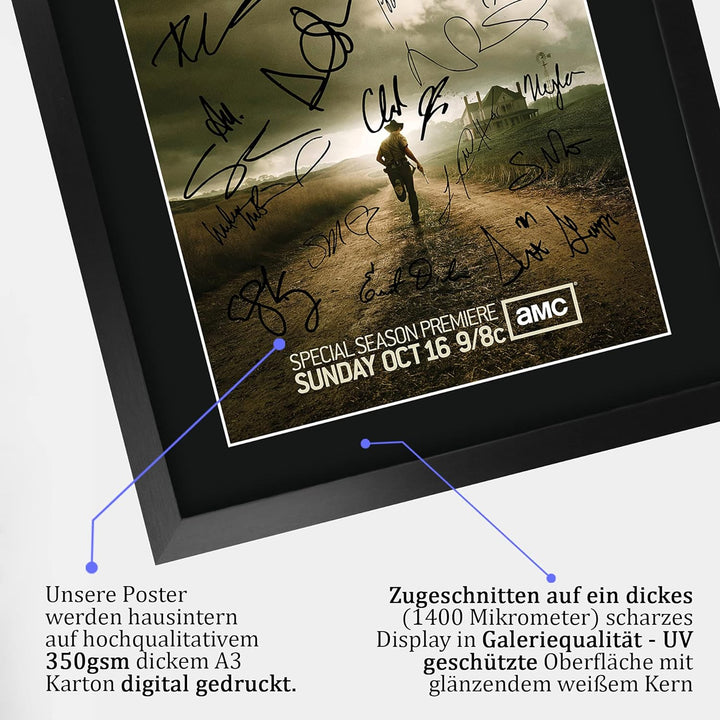 HWC Trading The Walking Dead A3 Gerahmte Signiert Gedruckt Autogramme Bild Druck-Fotoanzeige Geschen