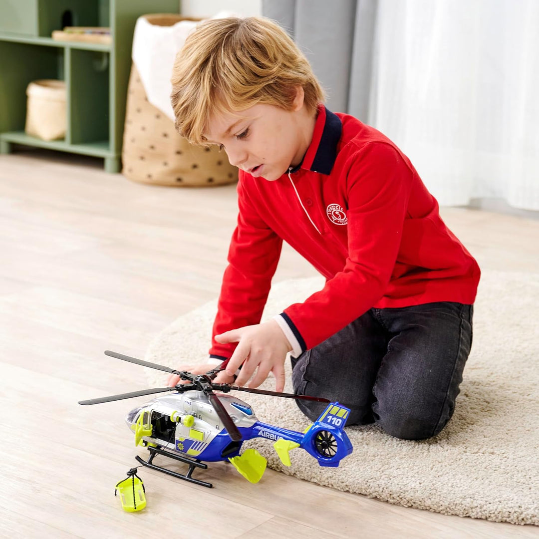Dickie Toys - Polizei-Hubschrauber Airbus H145 (36 cm) - Spielzeug-Helikopter mit Aufzieh-Propeller,