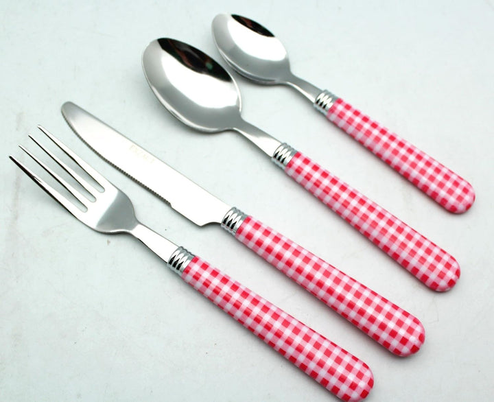 EXZACT Color Edelstahl-Besteck Set 24 Stück - 6 x Tafelgabeln, 6 x Tafelmesser, 6 x Abendessen Löffe