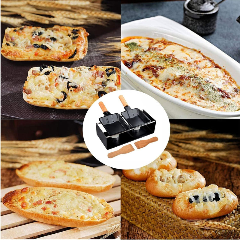 Holzsammlung Raclette-Set,Mini Raclette Grill Portable Käseschmelzer Käse Raclette Grill mit 2 Stück