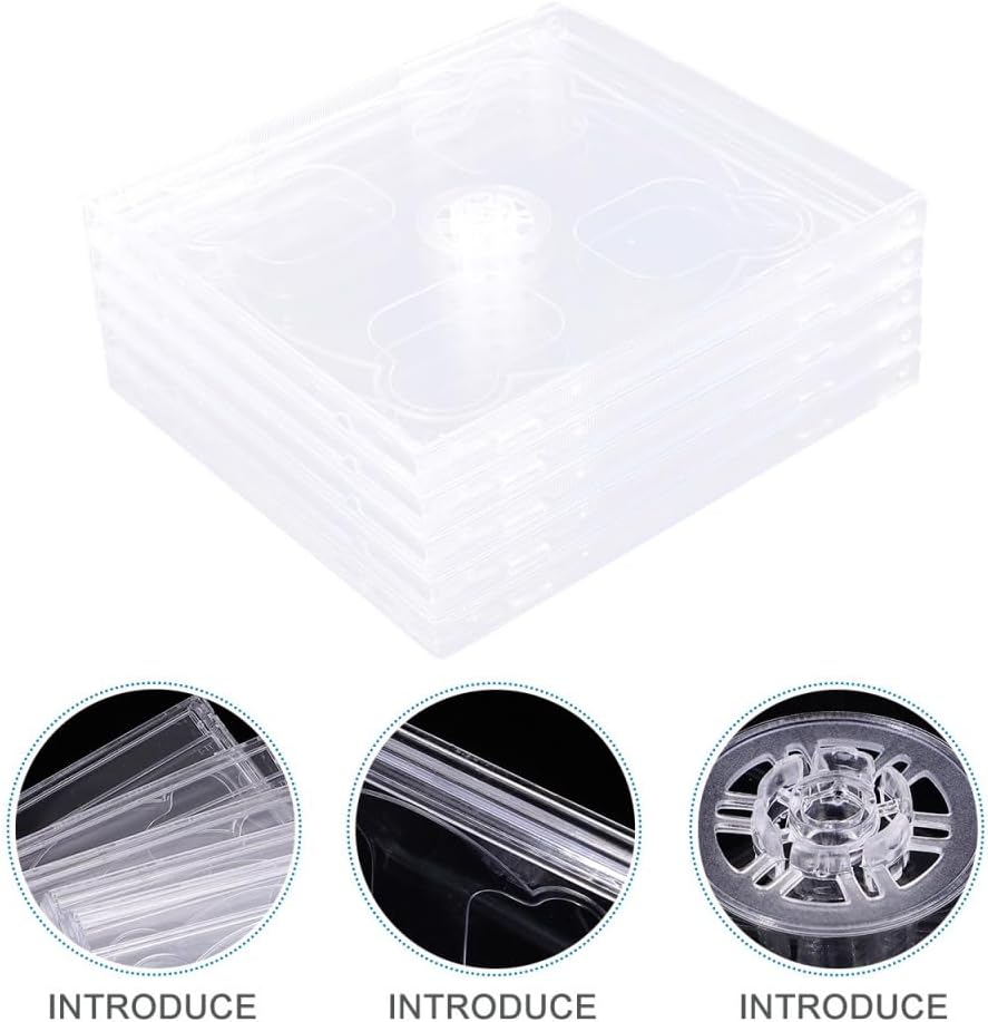 GALPADA 5Er Set Doppel-Cd-Hüllen Transparent Cd-Box Leere DVD-Hüllen Tragbare Aufbewahrung Für Siche