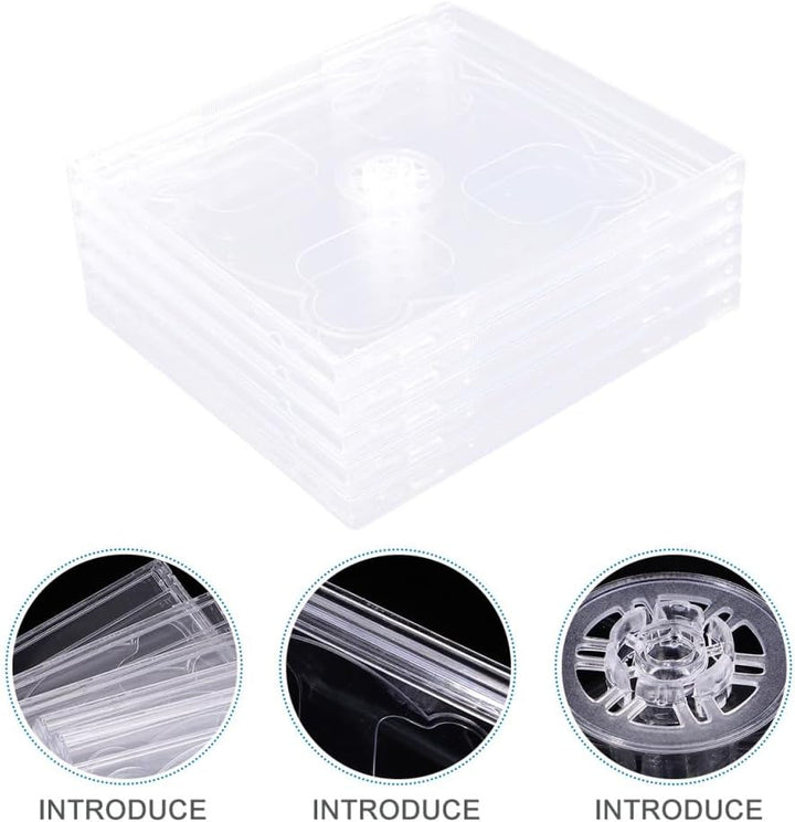 GALPADA 5Er Set Doppel-Cd-Hüllen Transparent Cd-Box Leere DVD-Hüllen Tragbare Aufbewahrung Für Siche