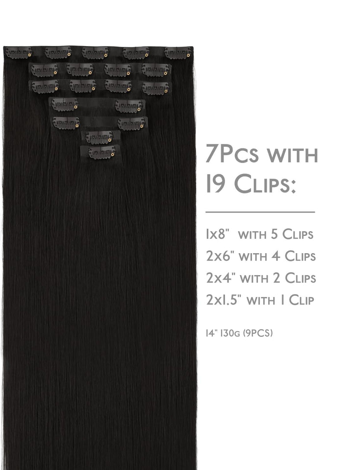 Nahtlose Clip In Extensions Echthaar, 50cm 7pcs 150g Natürliches Schwarz Echthaar Extensions Clip Re