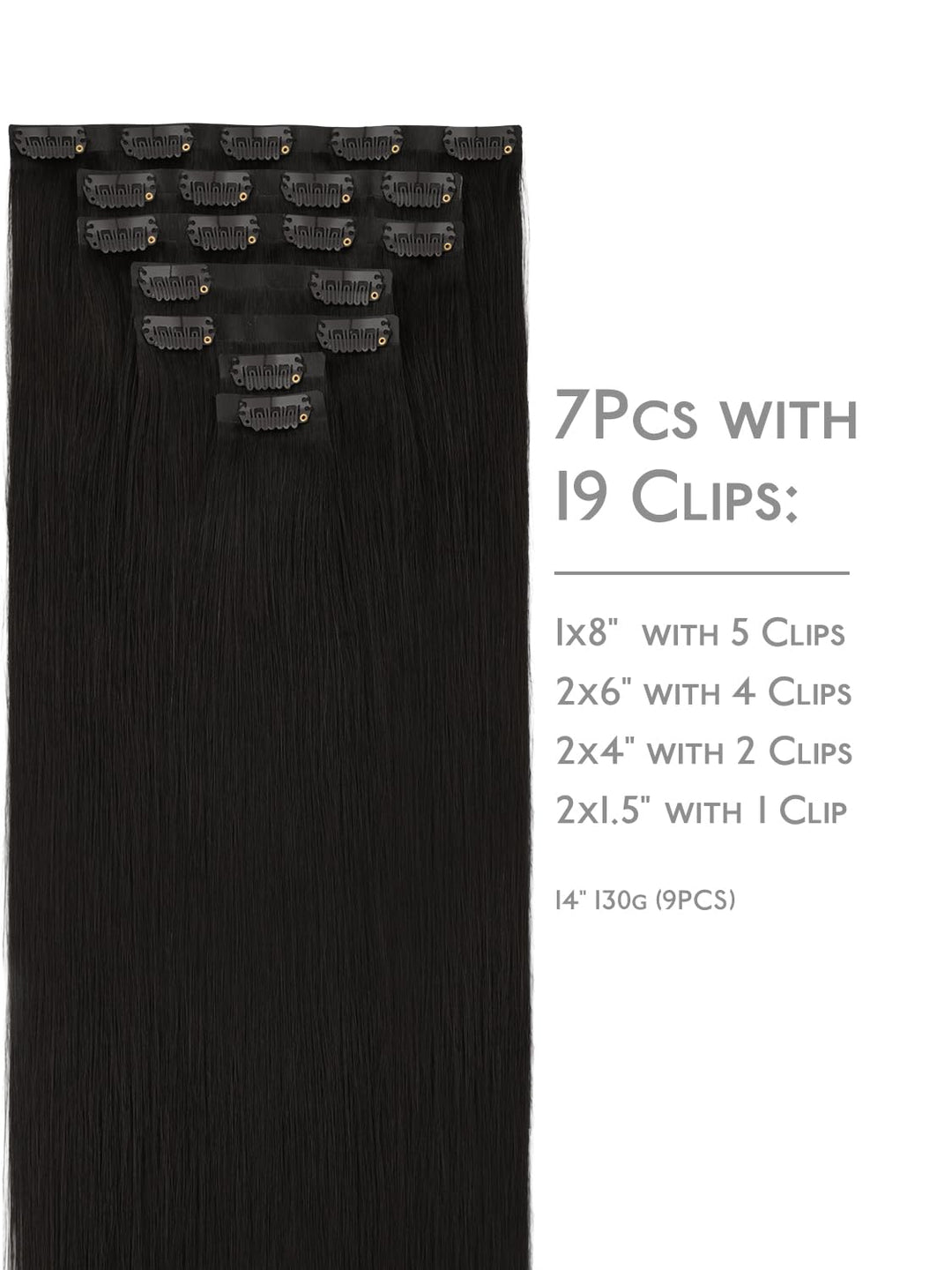 Nahtlose Clip In Extensions Echthaar, 50cm 7pcs 150g Natürliches Schwarz Echthaar Extensions Clip Re