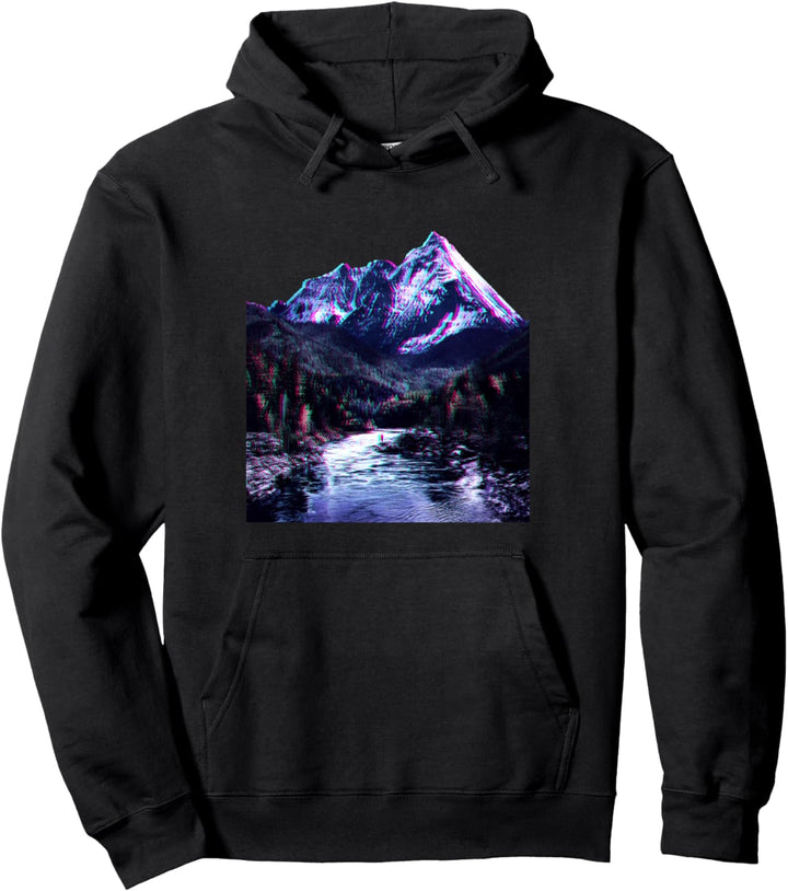 Vaporwave Berge Retro Aesthetic Berglandschaft Vintage Pullover Hoodie