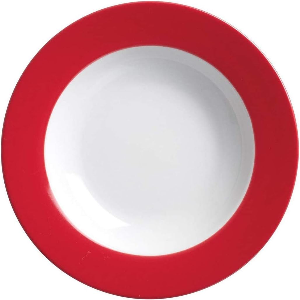 Ritzenhoff & Breker Doppio Suppenteller, 6er Set, Teller tief mit farbigem Rand, Essteller, Porzella