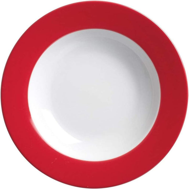 Ritzenhoff & Breker Doppio Suppenteller, 6er Set, Teller tief mit farbigem Rand, Essteller, Porzella