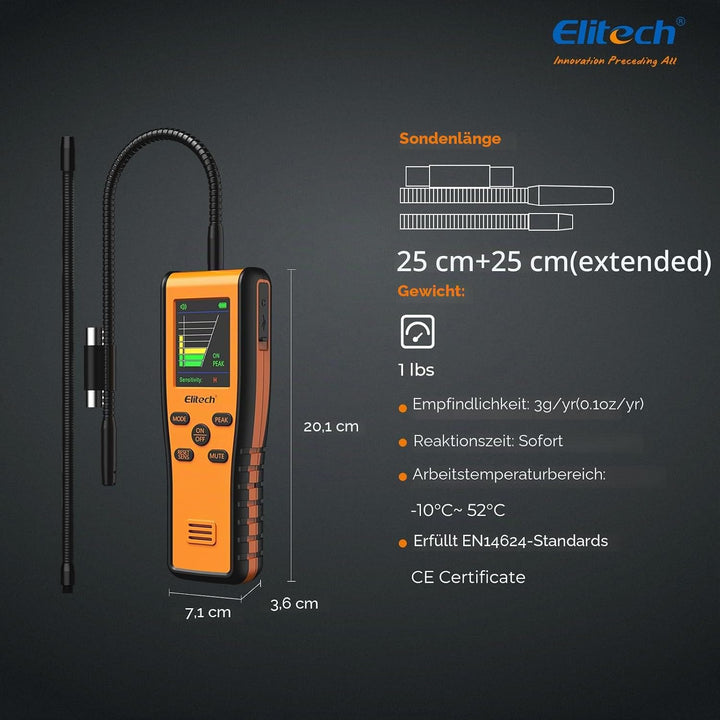 Elitech Kältemittelleckdetektor IR-200 2-in-1 Infrarot & Beheizte Diode Dual Sensor Hohe Empfindlich