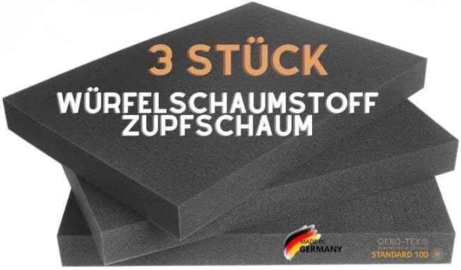 500mm x 350mm x 45mm - Rasterschaumstoff Würfelschaum Werkzeugkoffer Kamerakoffer Schaumstoff B, B
