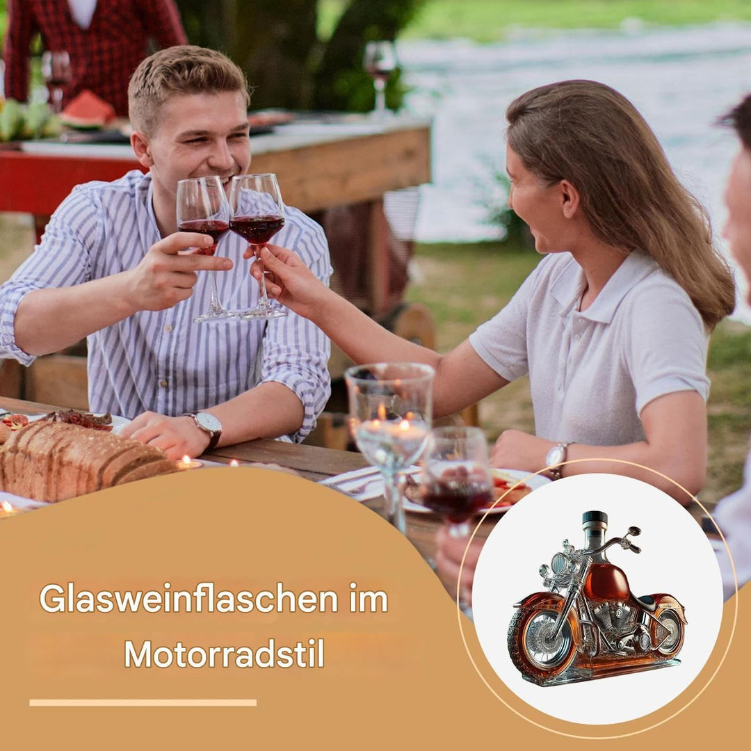 Motorrad Stil Weindekanter | Neuheit Whisky Flasche | 3D Motorrad Deko Glasweinflaschen Rotweinkante