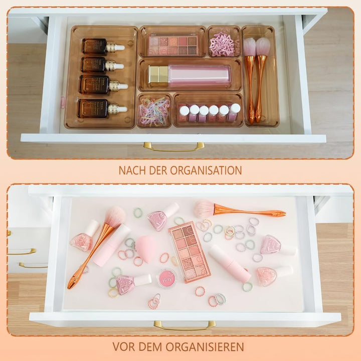 Schubladen Organizer, 25 Stück in 4 Grössen, Kunststoff, Schminktisch und Make-up Organizer, Ordnung