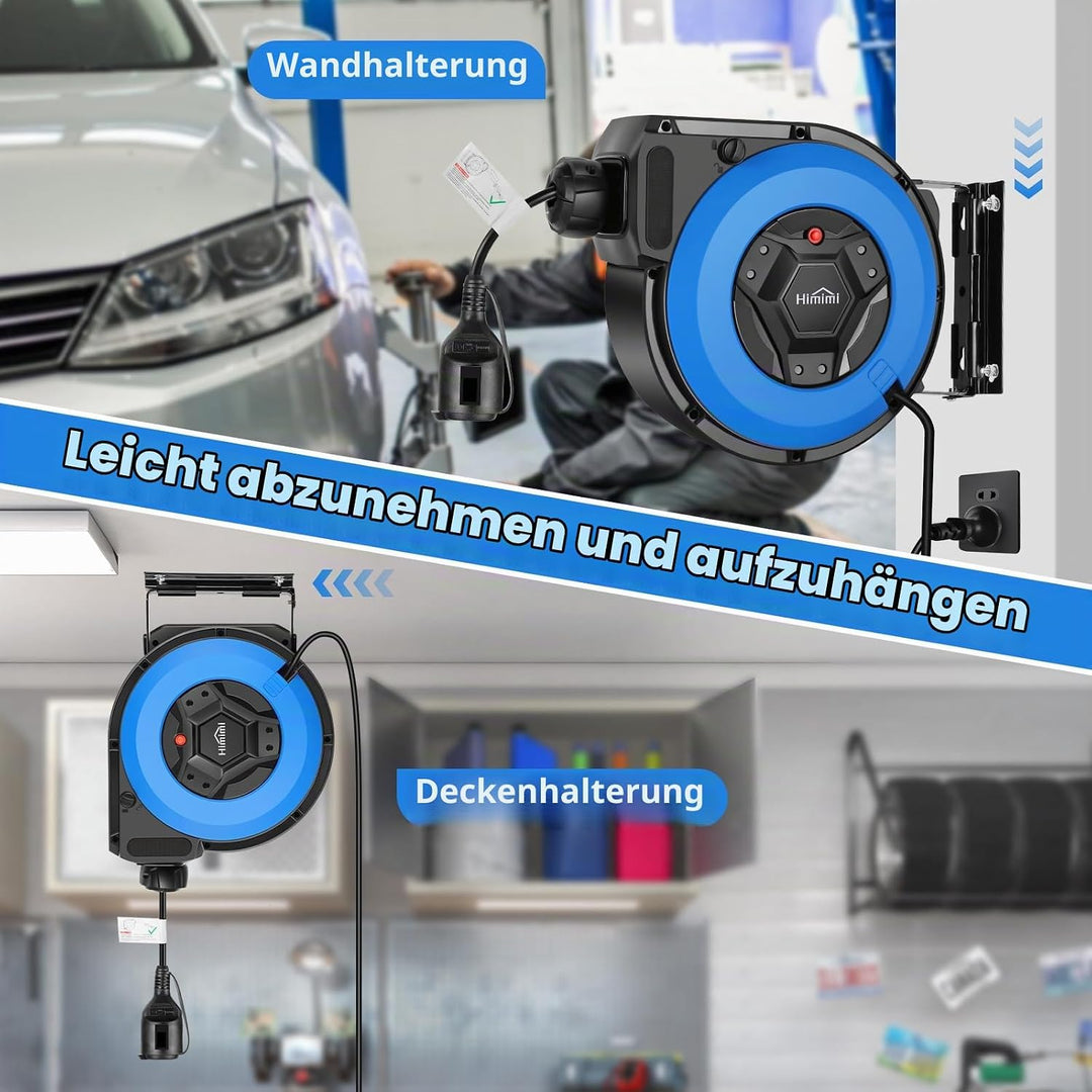 Himimi Automatik Kabeltrommel | 180° Wand Und Decke Montierte Einziehbare Stromtrommel | Geeignet fü