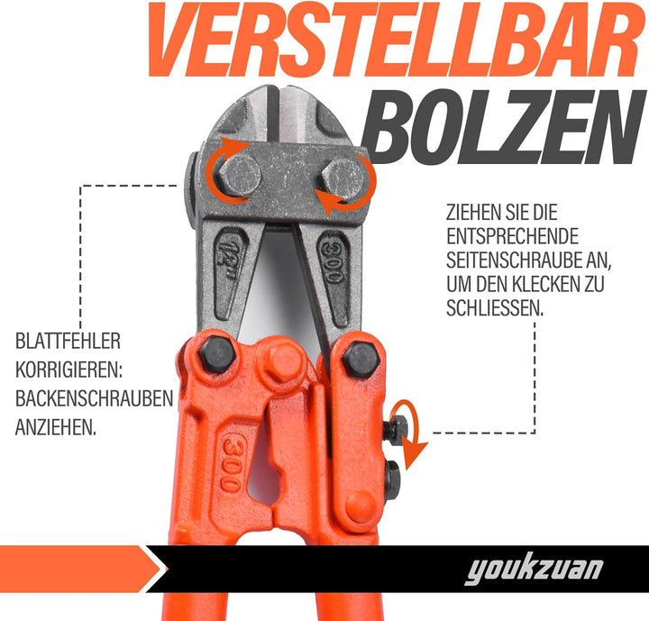 Bolzenschneider für Schlösser 315mm | Maximale Öffnungskapazität 15mm | Komfortabler Griff | Kompakt