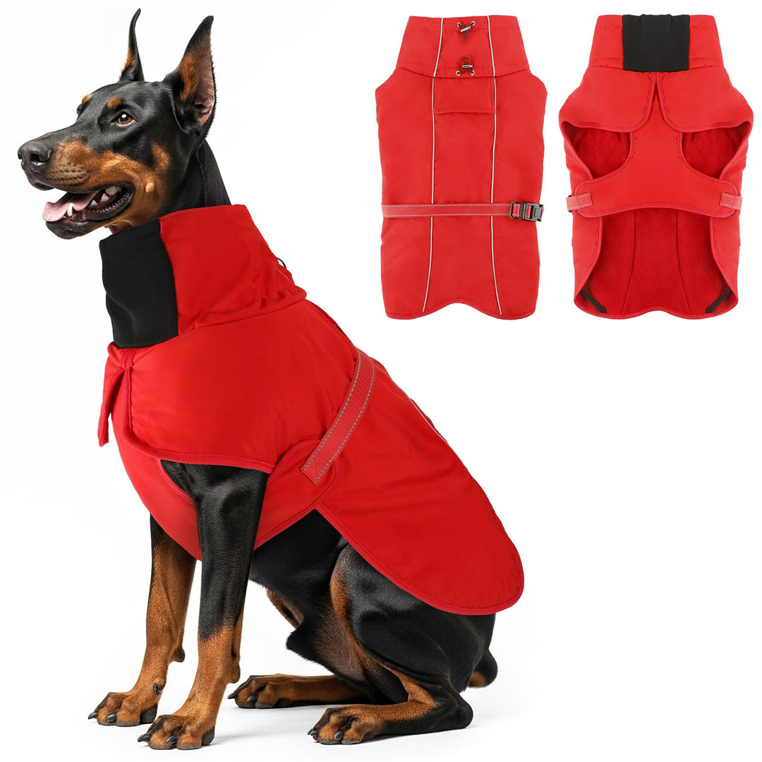 Warme Hundemäntel, wasserdichte Reflektierende Hundejacke, Winddichter Wintermantel mit Hohem Kragen