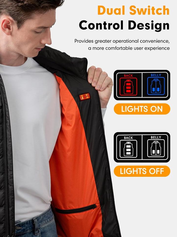 Beheizbare Weste, Heizweste für Damen Herren, Beheizte Daunenjacke, Heizjacke mit 25000mAh Powerbank