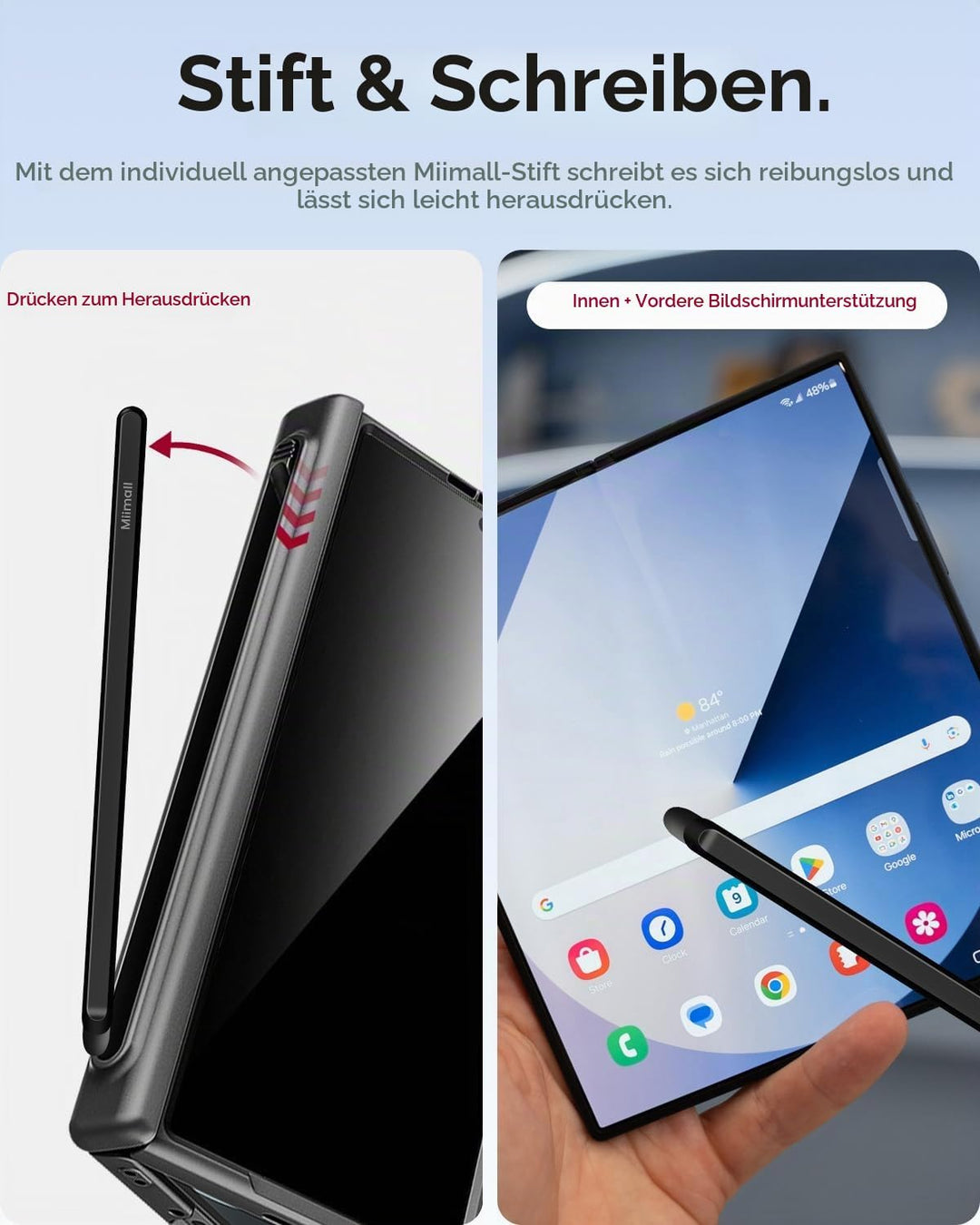 Miimall Magnetisch Hülle Kompatibel mit Samsung Galaxy Z Fold 6 Hülle mit S-Pen &amp;Stifthalter, [Anti-