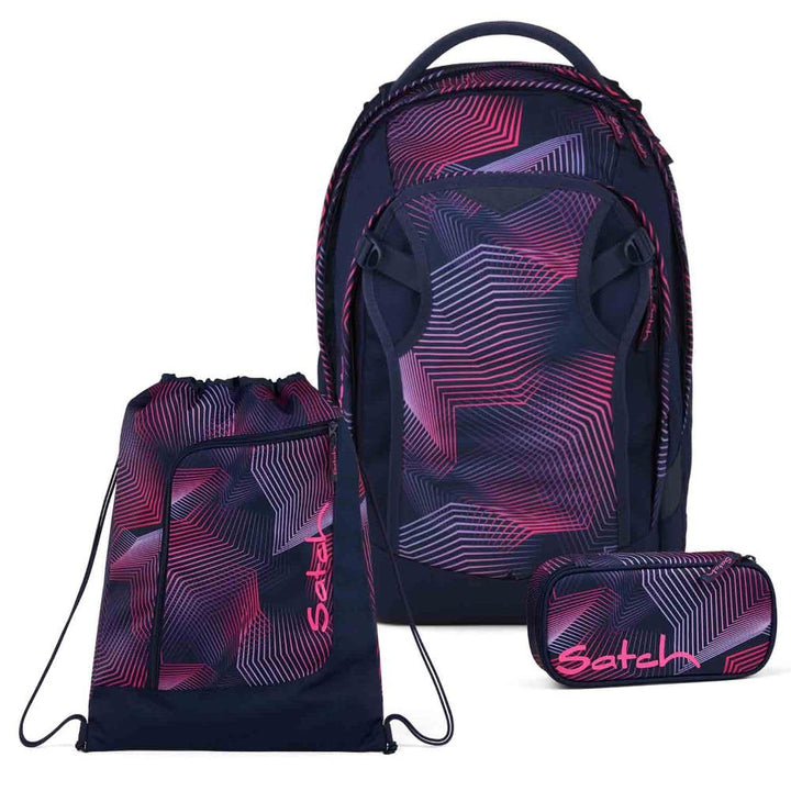 Satch Match Plus Schulrucksack Set 3tlg. inkl. Schlamperbox und Sportbeutel (Seismic PinK), Seismic
