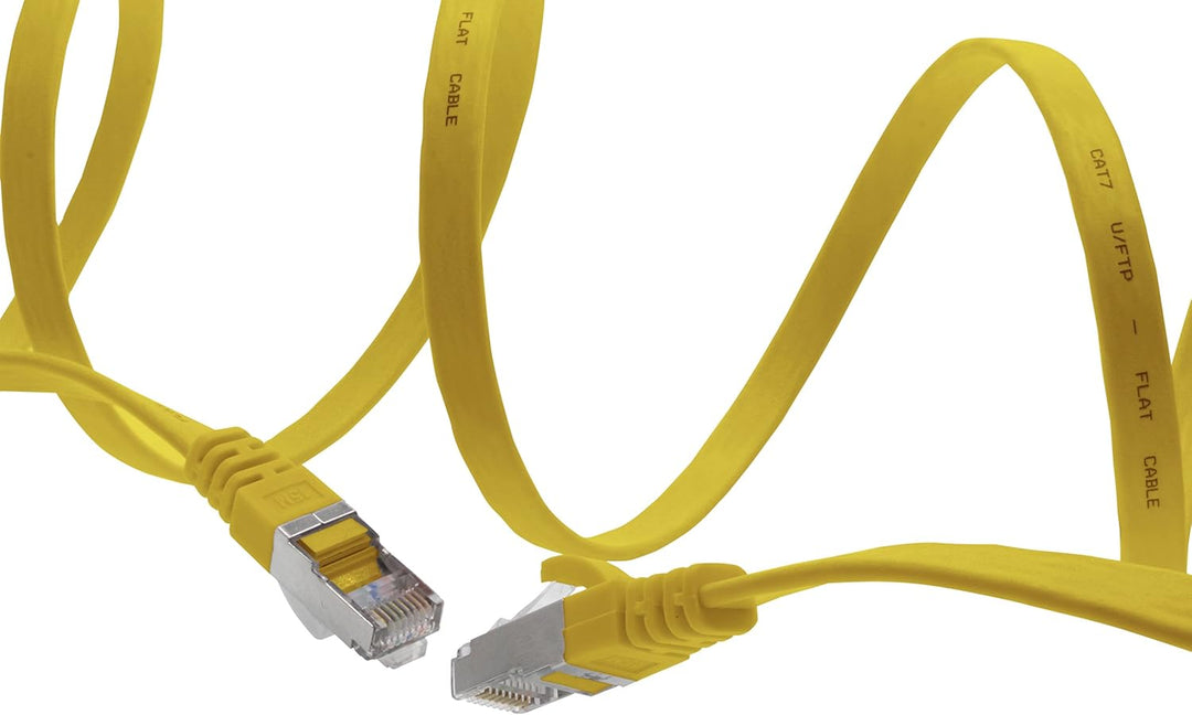 5m - gelb - 10 Stück CAT.7 Gigabit Ethernet LAN Flachband Flachbandkabel (RJ45) Netzwerkkabel Rohkab