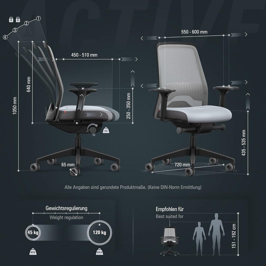 Interstuhl Bürostuhl Every Active Edition – ergonomischer Schreibtisch- und Gaming-Stuhl – Lordosens