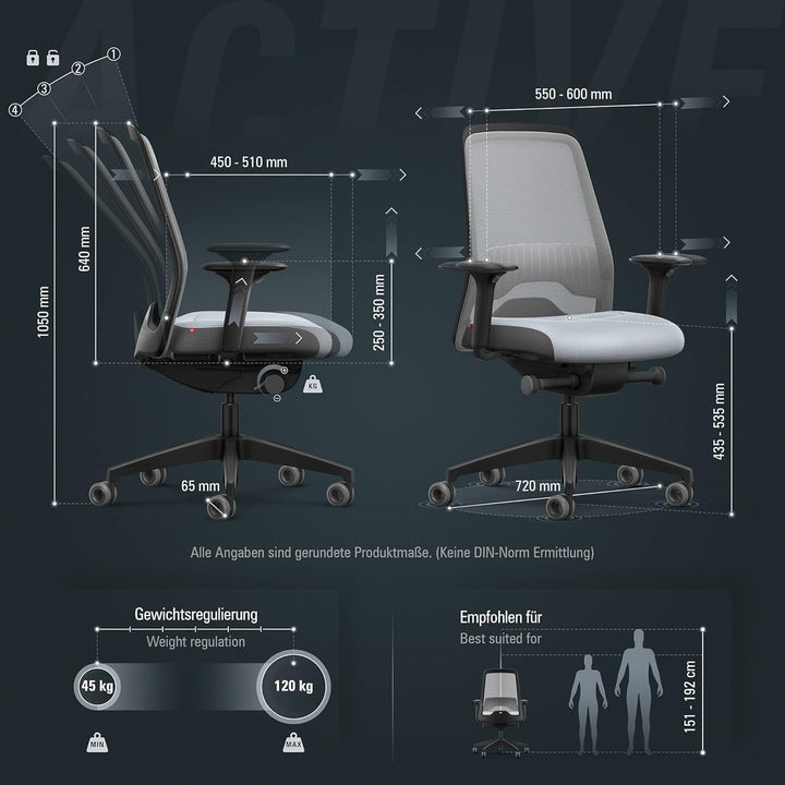 Interstuhl Bürostuhl Every Active Edition – ergonomischer Schreibtisch- und Gaming-Stuhl – Lordosens